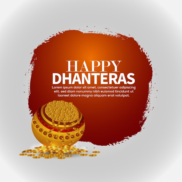 Dhanteras-Illustrationsdesign mit Goldmünztopf