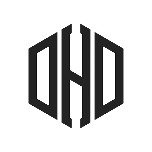 DHD-Logo-Design Anfangsbuchstaben DHD-Monogramm-Logo in sechseckiger Form