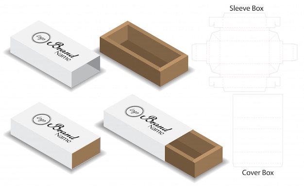 Dia-box gestanzte mock-up-vorlage vektor