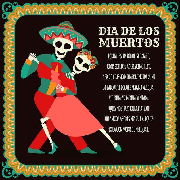 Vektor dia de los muertos fahne mit bunten mexikanischen blumen