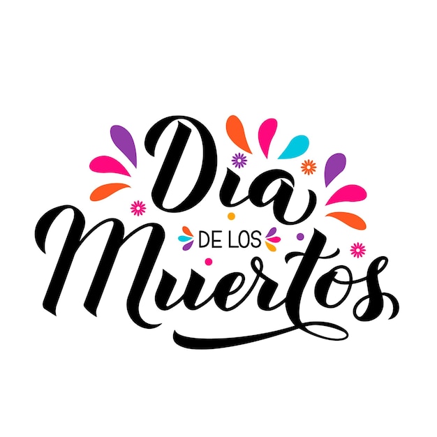 Dia de los Muertos Kalligrafie Hand Schriftzug isoliert auf weiß Mexikanischer Feiertag Tag der Toten Grußkarte Einfach zu bearbeitende Vorlage für Typografie Poster Banner Poster T-Shirt Partyeinladung