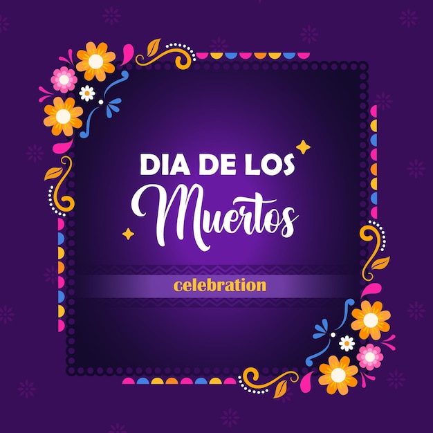 Dia de los muertos oder tag der toten grußkarte, banner, einladung, partyplakat, flyer