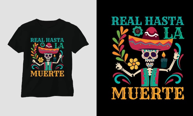 Dia de los muertos t-shirt-design-vorlage, tag der toten, mexikanisches festival