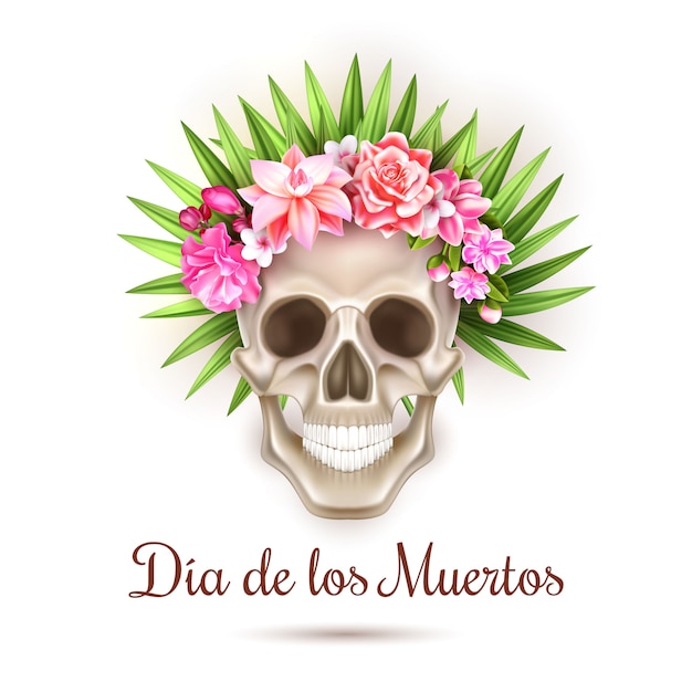 Dia de los muertos tag der toten schädelblume