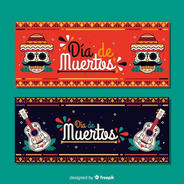 Dia de muertos banner im flat design