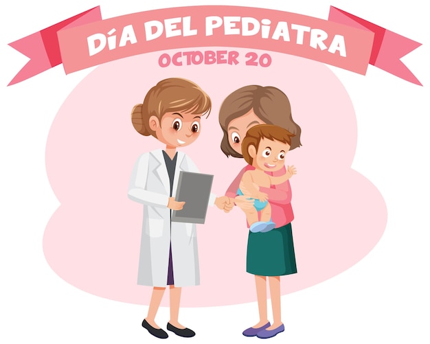 Dia del pediatra-text mit zeichentrickfigurillustration