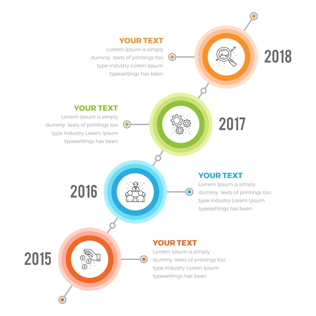 Diagonale zeitachse infographics mit 04 schritten