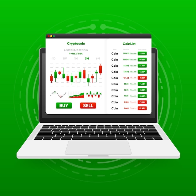 Diagramm des Börsendiagramms auf dem Laptop-Bildschirm Konzept der Handelsstrategie Candlestick-Diagramm