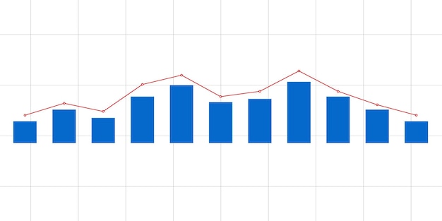 Diagramm, Finanzdiagramm. Diagramm und Wachstumslinien auf weißem Hintergrund. Vektor-Illustration.