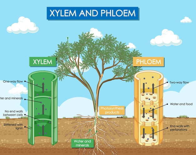 Diagramm mit xylem- und phloempflanze