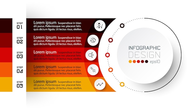 Vektor diagramm oder organisatorkreis, der die ergebnisse in der richtigen reihenfolge anzeigt und den prozess erklärt. infografik design.