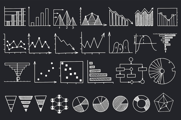 Diagramm und Diagramm lineare Illustrationen gesetzt