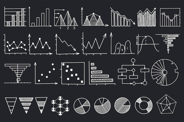 Vektor diagramm und diagramm lineare illustrationen gesetzt