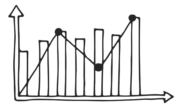 Diagrammsymbol statistikdaten im balken- und liniendiagramm isoliert auf weißem hintergrund