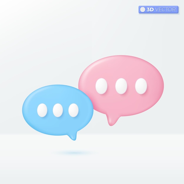 Dialog- oder Chat-Sprechblase und Punkte Symbolsymbole Chat-Nachricht Nachricht Gesprächskonzept 3D-Vektor isoliertes Illustrationsdesign Cartoon Pastell Minimaler Stil Sie können für Design ux ui Printwerbung verwendet werden