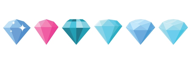 Diamant-Edelstein-Ikonen in flachem Stil Schmuck Edelstein-Vektor-Illustration