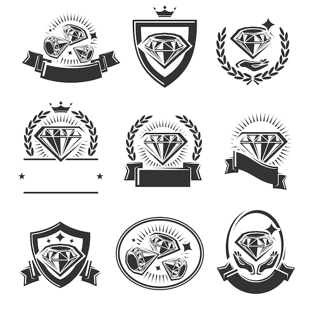 Diamant-etiketten und -elemente set sammlung symbol diamanten vektor