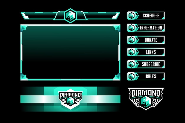 Vektor diamant-gaming-panel-overlay