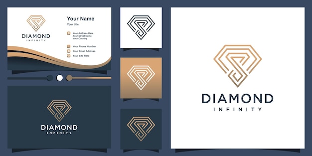 Diamant-logo-design-vektor mit kreativem infinity-konzept premium-vektor