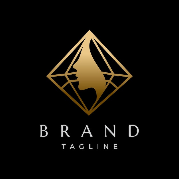 Diamant mit beauty face logo design