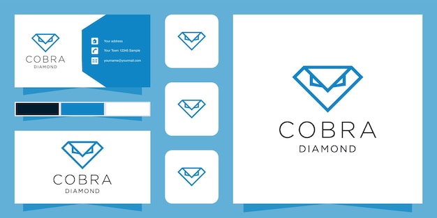 Diamant mit Kobra-Logo-Design-Vorlage