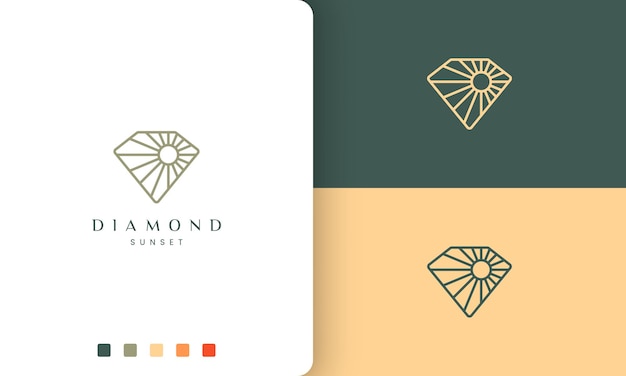 Diamant-sonnenlogo in monolinie und modernem stil