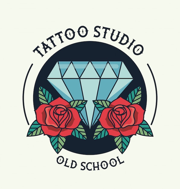 Diamant und rosen tattoo studio logo