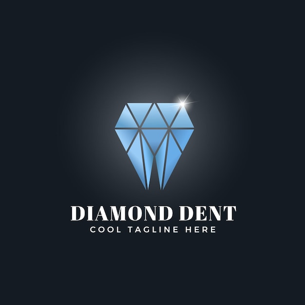 Vektor diamond dent abstraktes konzept vektor emblem zeichen oder logo-vorlage zahnförmiges glänzendes brillantes symbol auf dunklem hintergrund