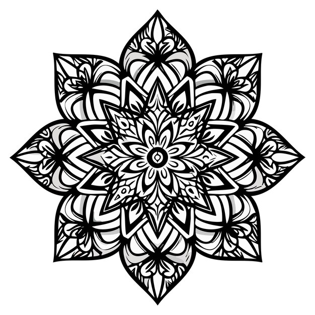 Vektor dibujo para colorear mandala blumenlinien weiß und schwarz