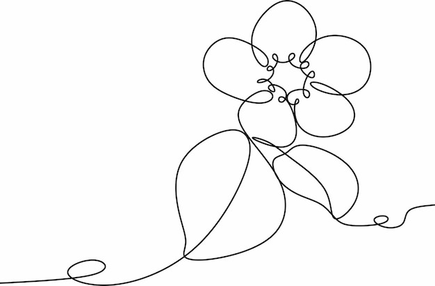 Die Blume wird als durchgehende Linie als Vektorillustration ohne künstliche Intelligenz gezeichnet.