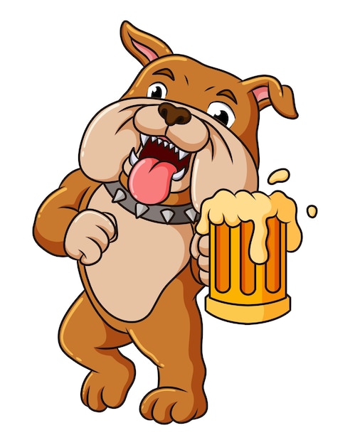 Die bulldogge trinkt das root beer im festival der illustration