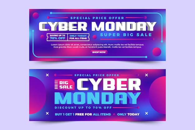 Die Designvorlage für Cyber Monday-Social-Media-Cover-Banner lässt sich einfach anpassen