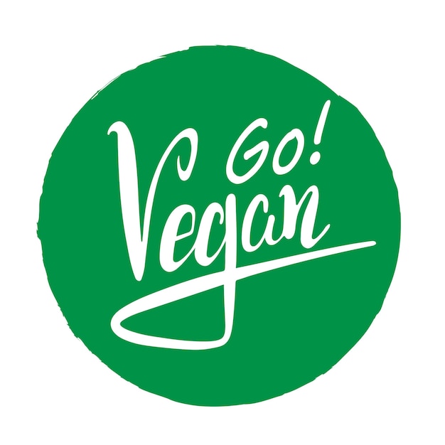 Die einladung mit dem logo-schriftzug „go vegan“ wird zu einem lakonischen veganen design