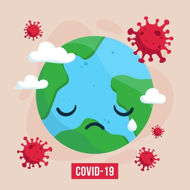 Die erde ist von koronaviren umgeben. coronavirus greift die welt an. epidemisches koronavirus in der welt.