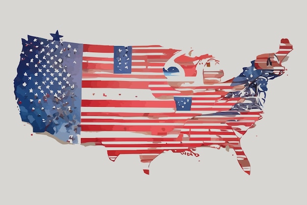 Vektor die flagge der vereinigten staaten von amerika auf der weltkarte wirtschaftsstatistik handgezeichnete vorlage