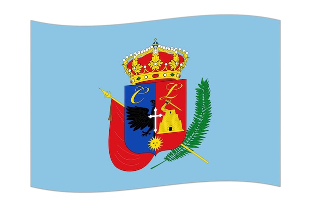 Die flagge des departements cajamarca in peru wird geschwenkt.