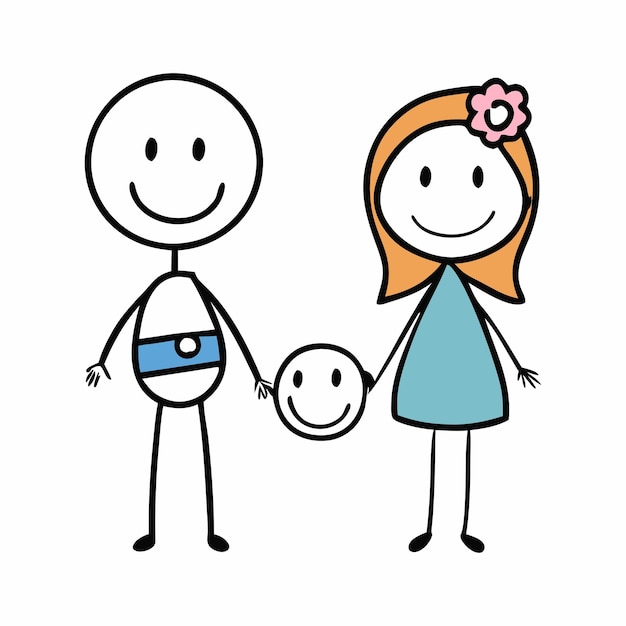 Die glückliche Stick-Familie