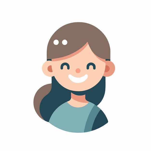 Die lächelnde weibliche Figur ist mit einem einfachen flachen Designstil mit einer Kombination von 2 c entworfen