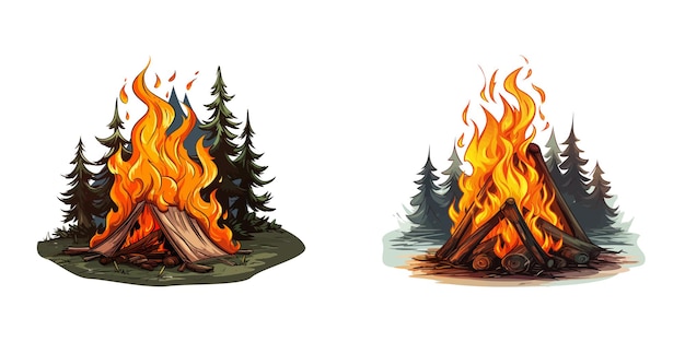 Die Lagerfeuer flammen Cartoon-Vektor-Illustration