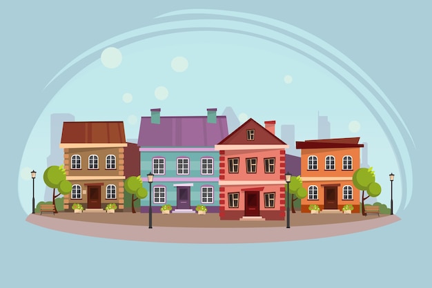 Die Landschaft der historischen Stadt Vektorillustration