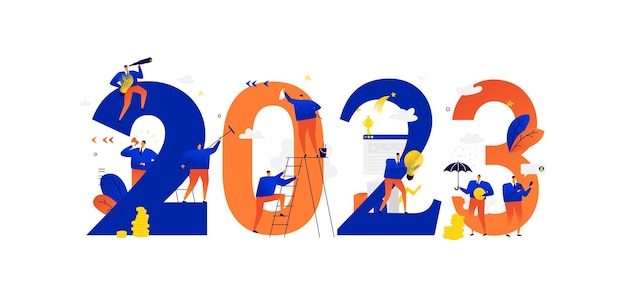 Die Mitarbeiter im Büro bereiten sich auf das neue Jahr 2023 vor
