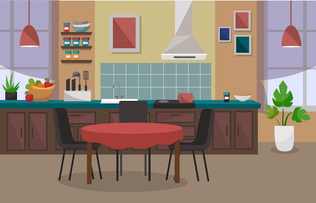 Die moderne Küche Interieur Vektor-Illustration
