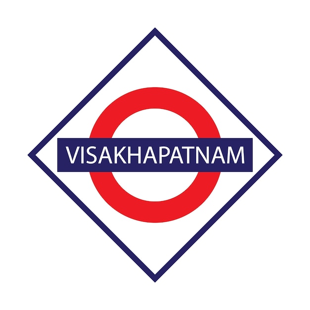 Vektor die namenstafel des bahnhofs visakhapatnam junction ist auf weiß isoliert