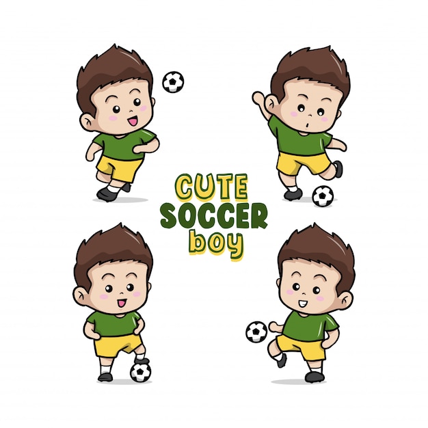 Die nette kleine fußball-jungen-illustration