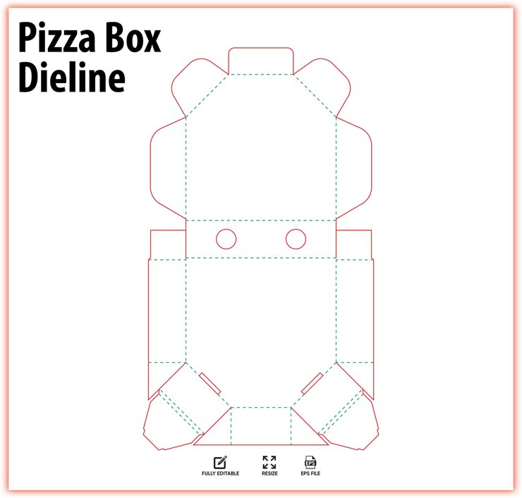 Vektor die pizza-box-dieline
