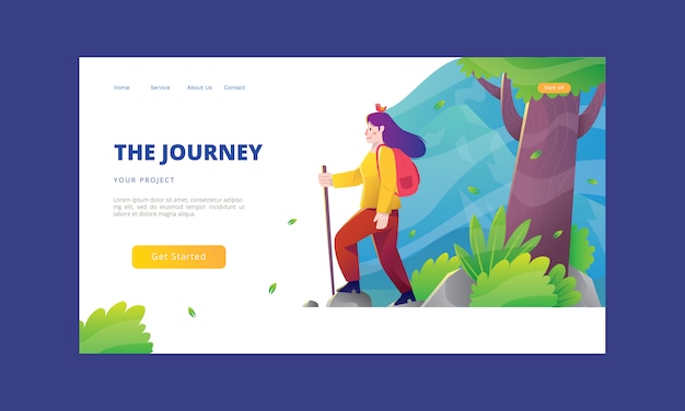 Vektor die reise-landing page