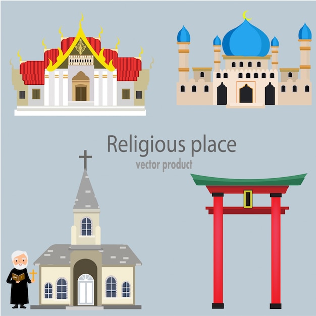 Die religiösen Orte liegen auf dem grauen Hintergrund.
