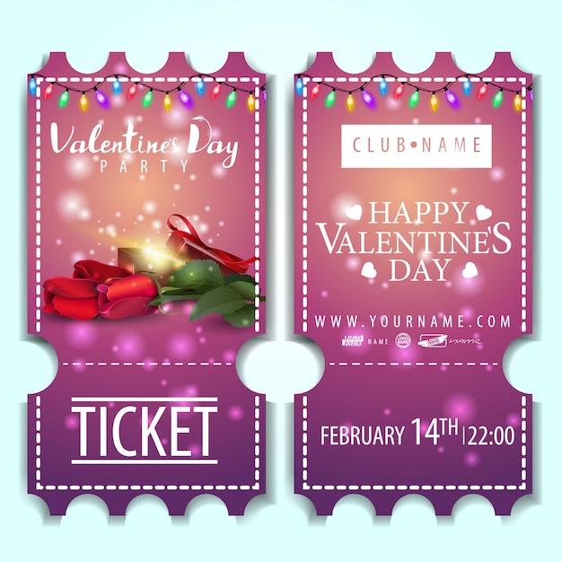 Die rosa tickets für die party am valentinstag