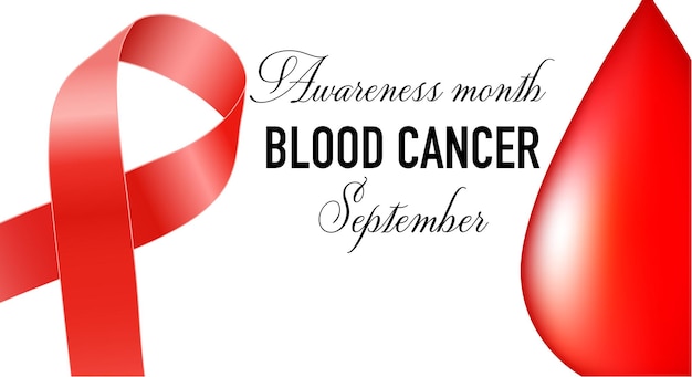 Die rote Schleife als Symbol des Blutkrebsbewusstseins wird jährlich im September gefeiert. Banner, Plakat. Vektor-Illustration