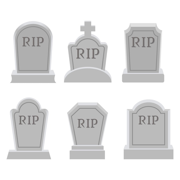 Die Sammlung von Grab oder Grabstein im flachen Vektorstil. Grafische Ressource über Grave for Graphic, Halloween